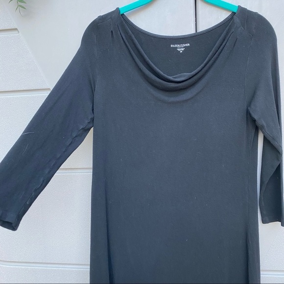 Eileen Fisher Women Solid Black Viscose Sleeveless Cowl-Neck Basic Dress Size PP - Picture 8 of 8
